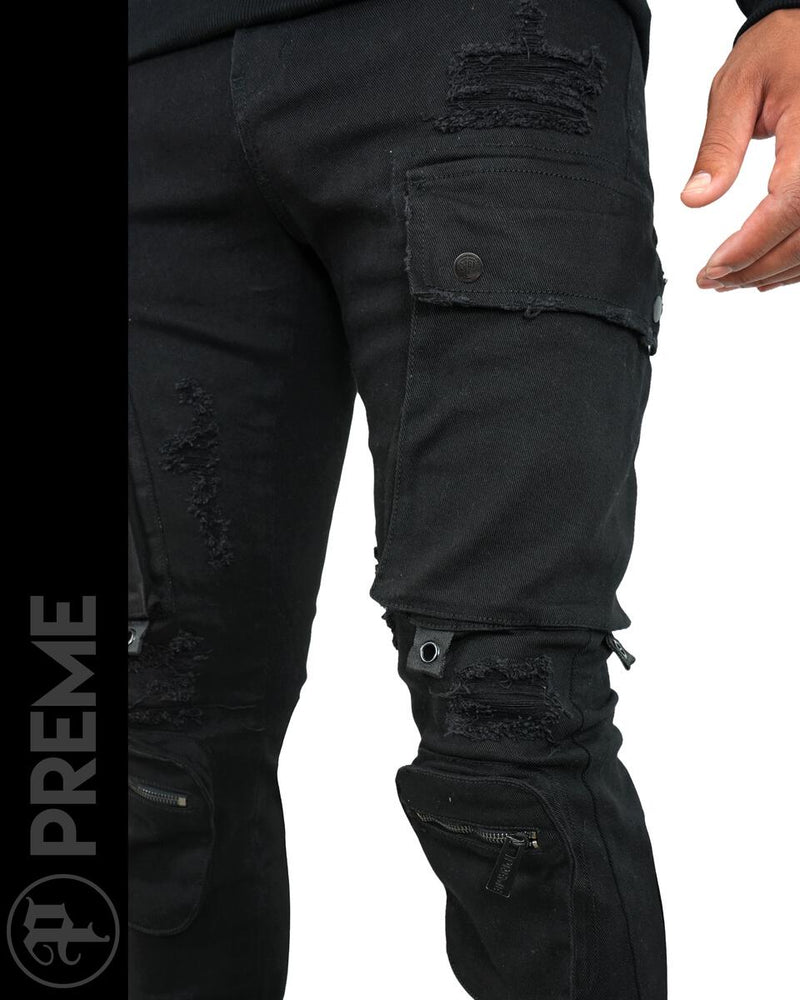 Preme Denim Flare Jeans (BLACK)