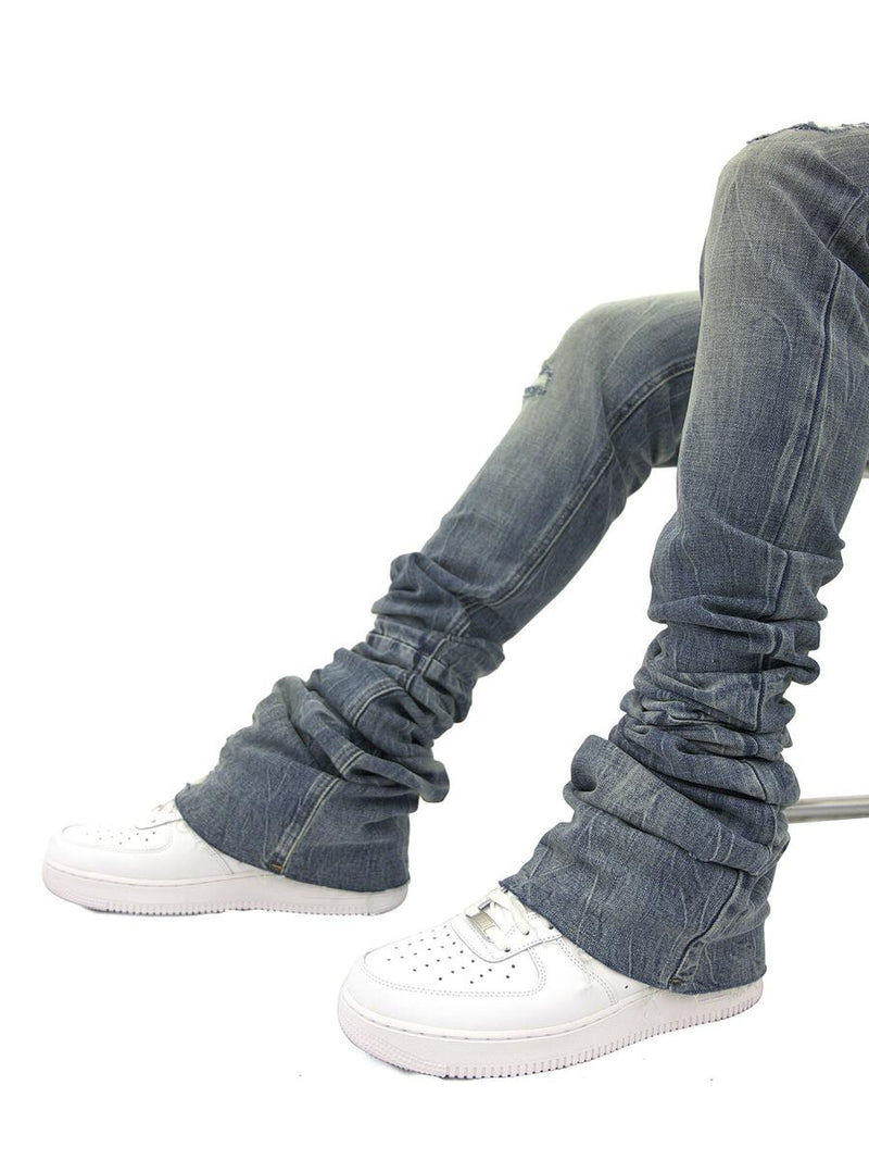 Si Tu Veux ALIX SUPER-STACKED JEAN (MEDIUM INDIGO WASH)