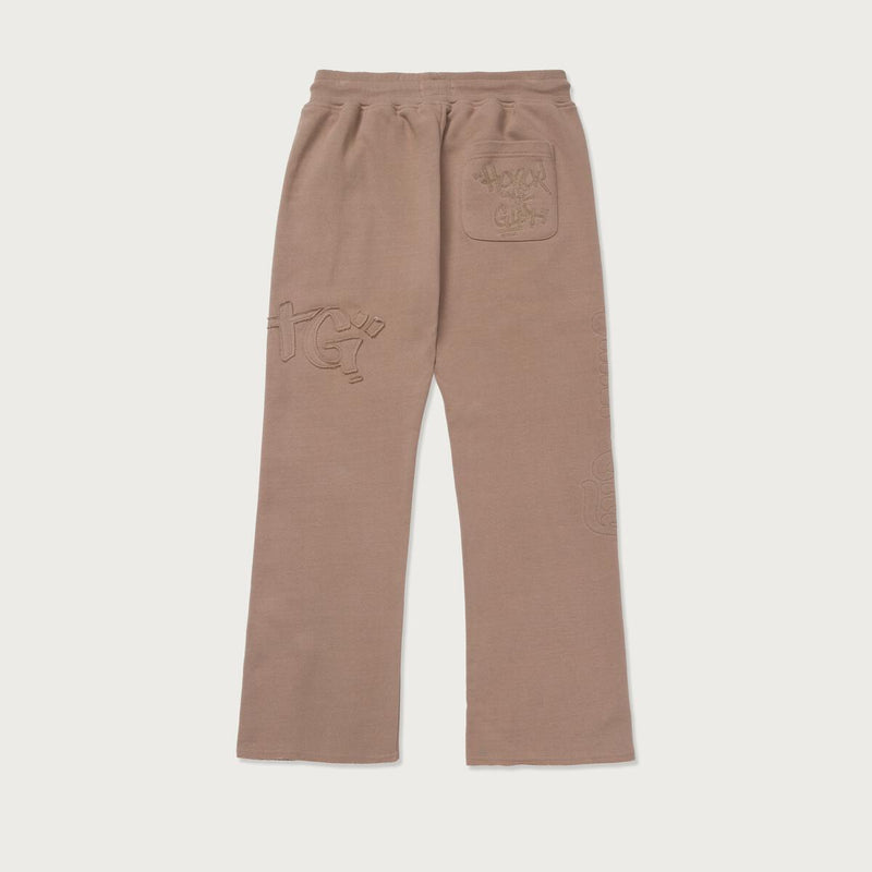 HONOR THE GIFT SCRIPT EMBROIDERED SWEATS (LIGHT BROWN)