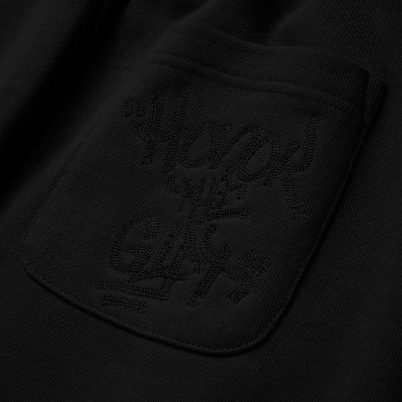 HONOR THE GIFT SCRIPT EMBROIDERED SWEATS (BLACK)