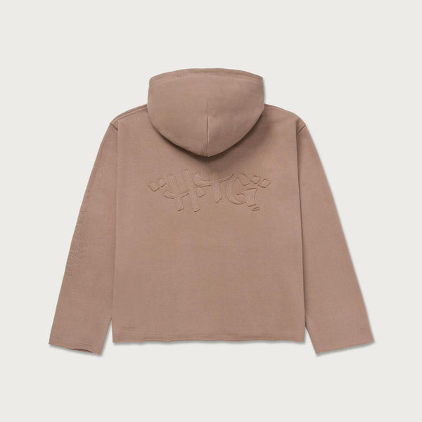 HONOR THE GIFT SCRIPT EMBROIDERED HOODIE (LIGHT BROWN)