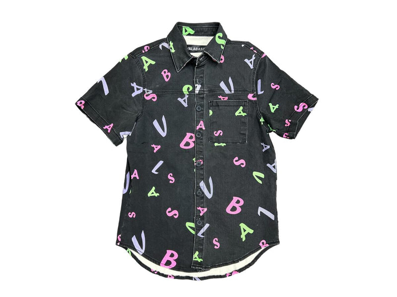 Valabasas WOVEN PUZZLE BUTTON UP (BLACK V CAMO)