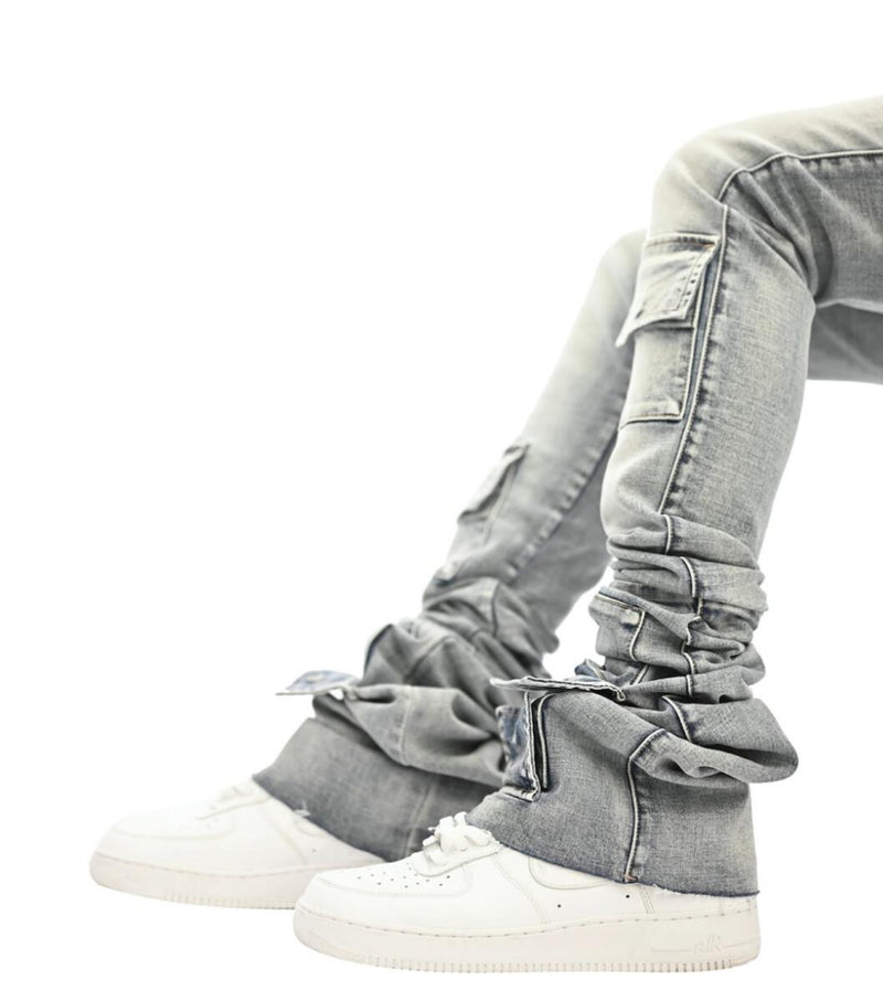 Si Tu Veux GUNNA SUPER-STACKED JEAN (LIGHT INDIGO WASH)