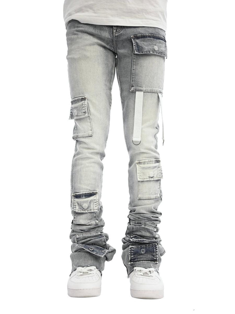 Si Tu Veux GUNNA SUPER-STACKED JEAN (LIGHT INDIGO WASH)