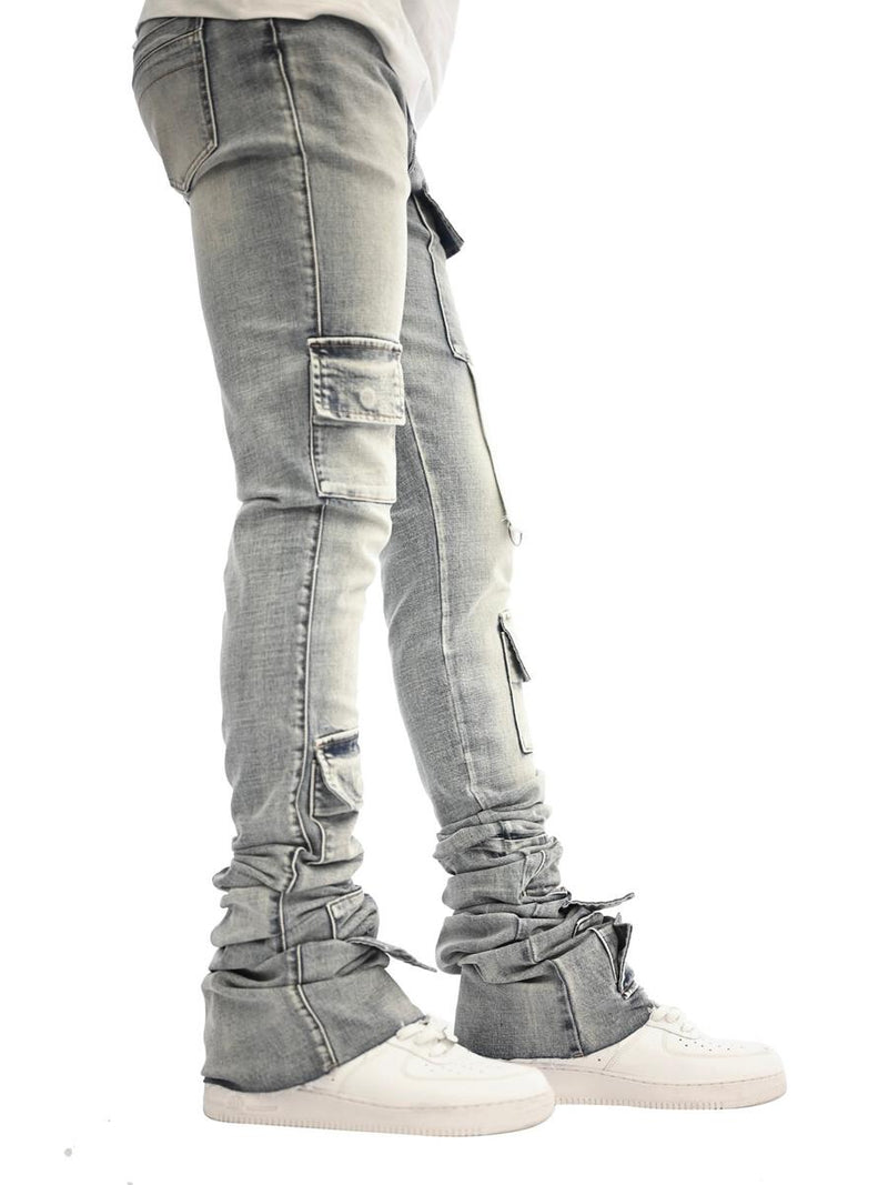 Si Tu Veux GUNNA SUPER-STACKED JEAN (LIGHT INDIGO WASH)