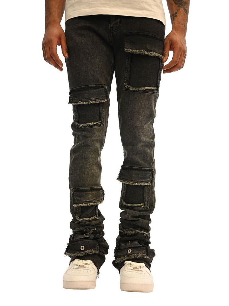 Si Tu Veux BRUTINI 2.0 SUPER-STACKED JEAN (BLACK WASH)