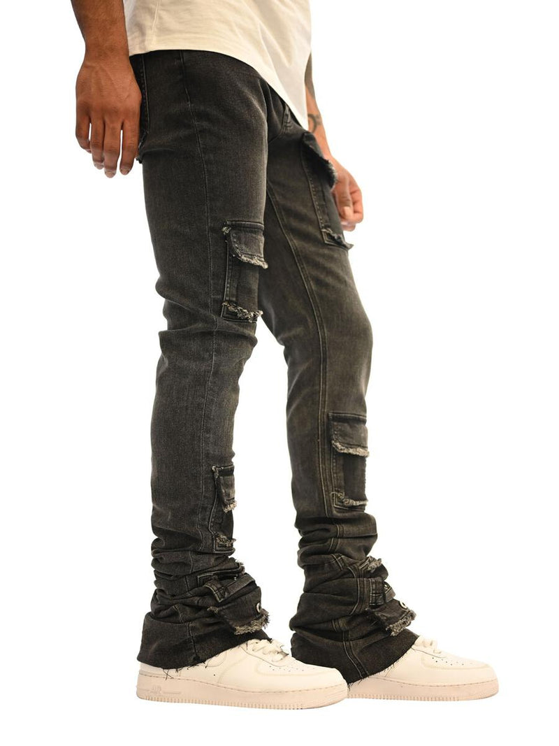 Si Tu Veux BRUTINI 2.0 SUPER-STACKED JEAN (BLACK WASH)