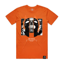 Hustle Daily Split Mask Fire Shirt (ORANGE)