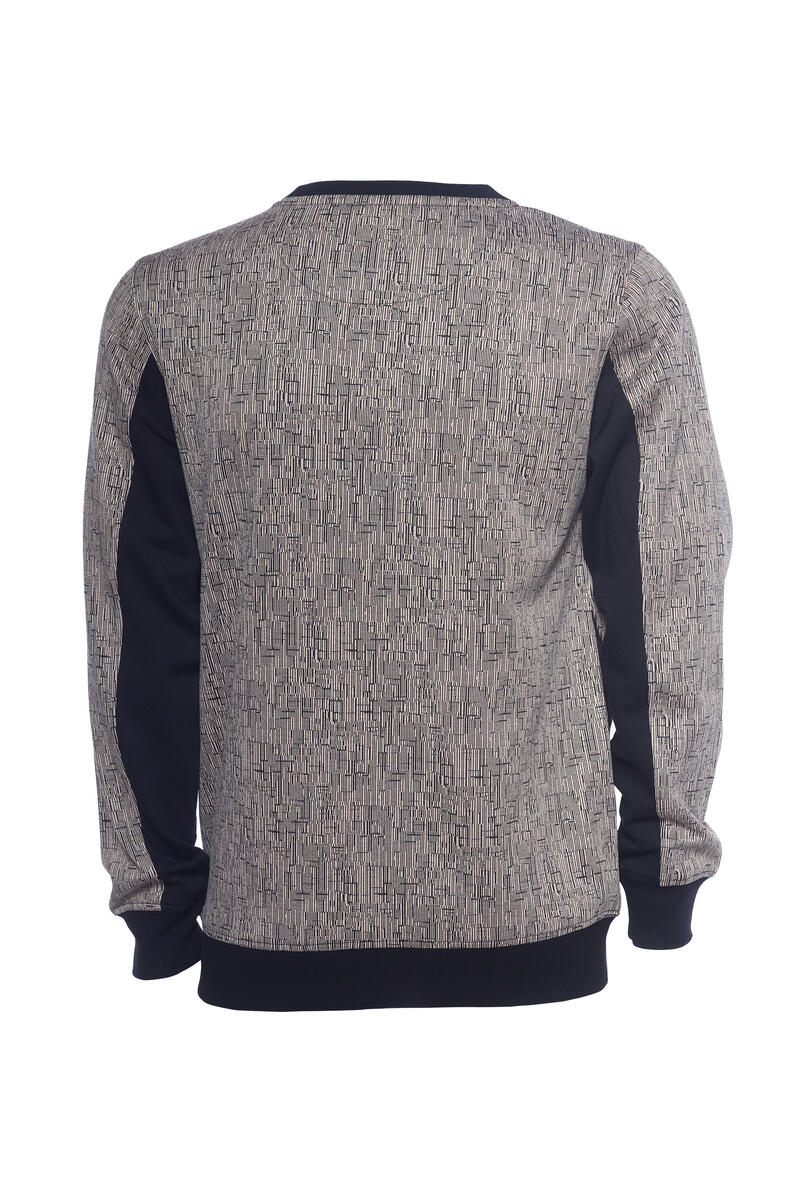 A TIZIANO VINCENT| LS PATTERN COLOR BLOCK CREW (CAVIAR)