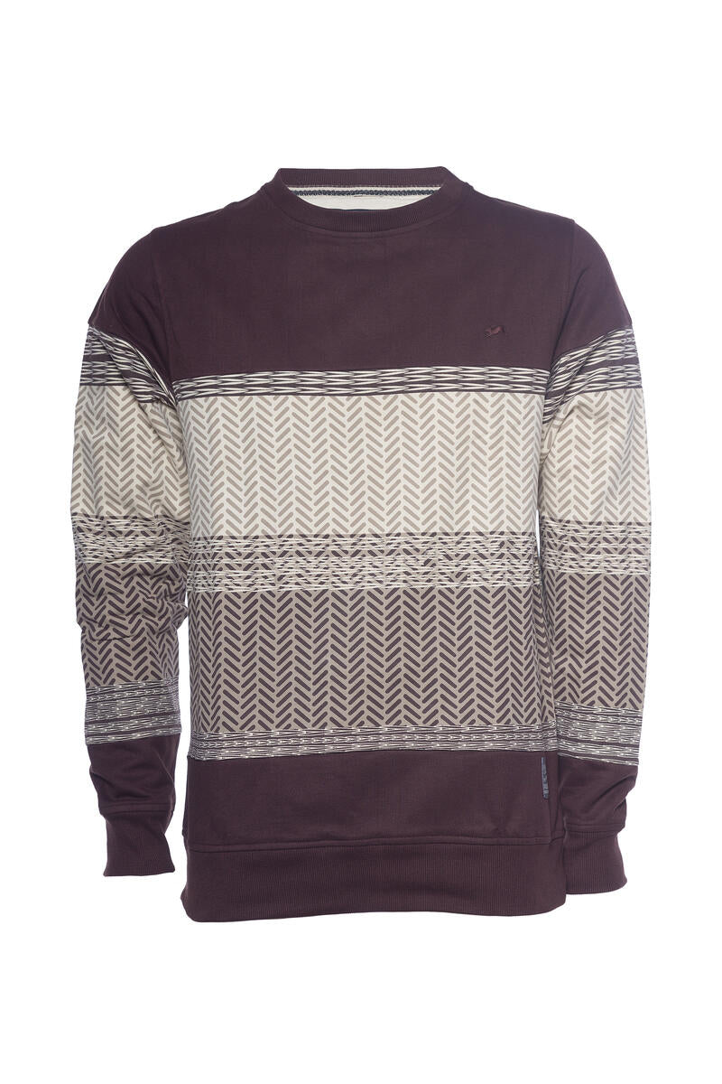 A TIZIANO EDWIN| LS PRINTED FLEECE CREW (BARK)