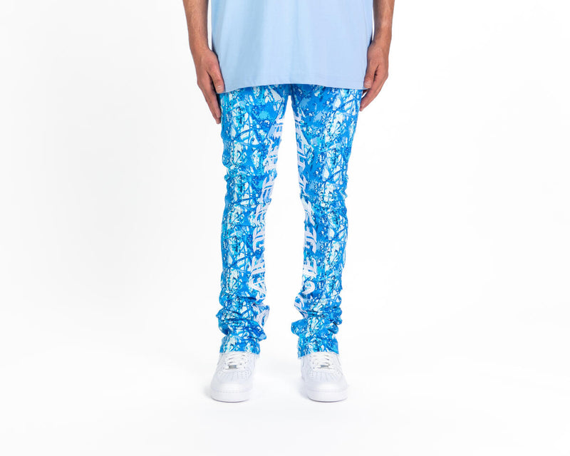 Pheelings AGAINST ALL ODDS FLARE STACK DENIM  (BLUE CAMO/WHITE)