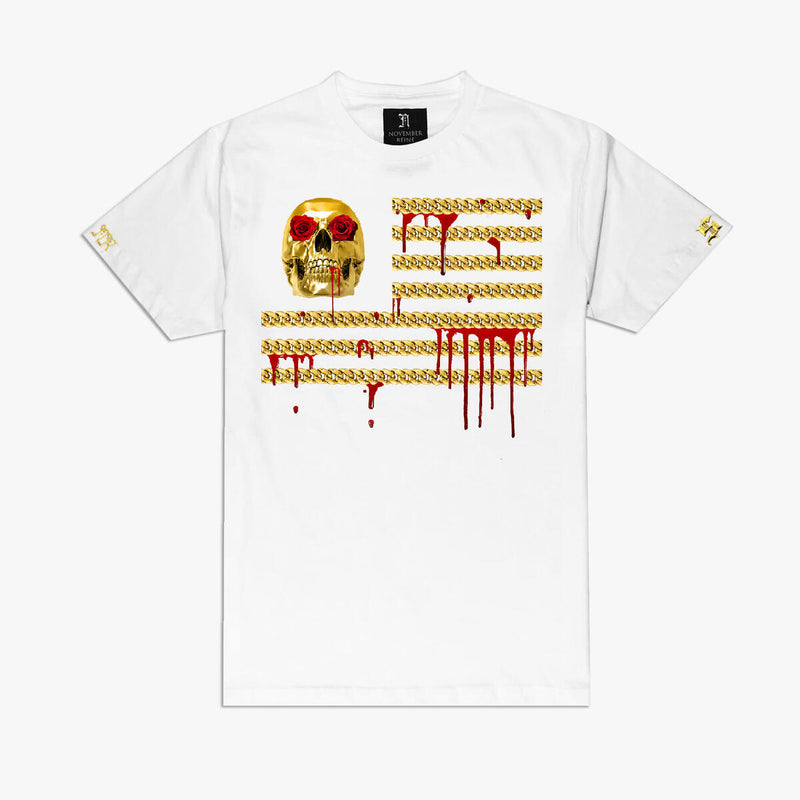 November Reine CUBAN LINK FLAG TEE (WHITE)