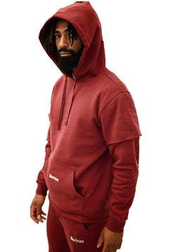 Doctrine LAYERED HOODIE (BURGUNDY)