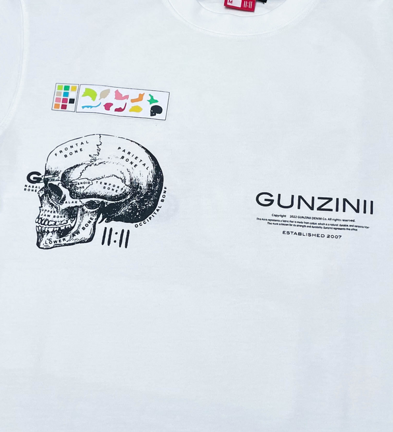 GUNZINII SKULL GARMENT DYED TEE (CERAMIC)