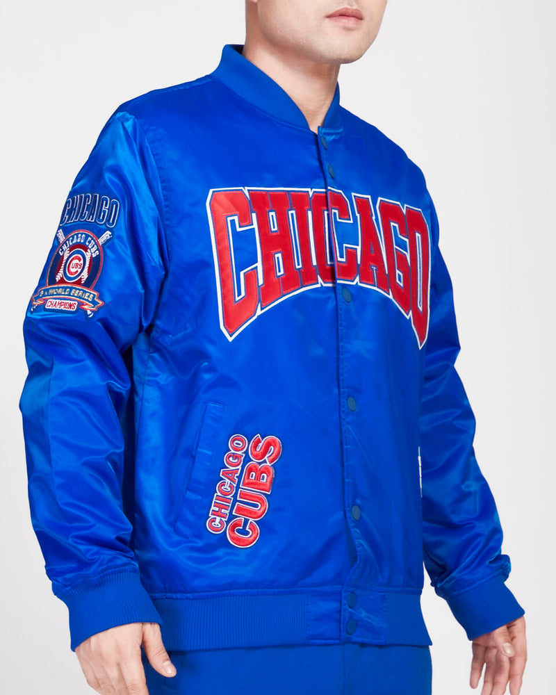 PRO STANDARD CHICAGO CUBS CREST EMBLEM SATIN JACKET (ROYAL BLUE)