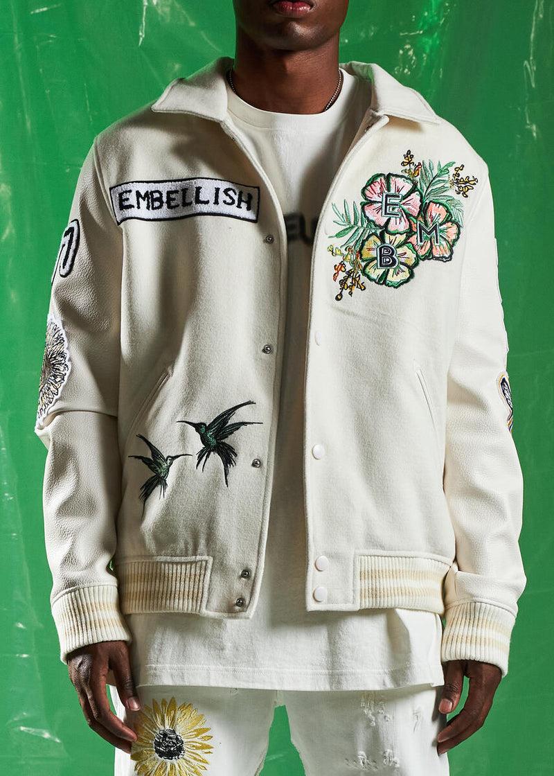 Embellish SPRING VARSITY JACKET (CREAM)