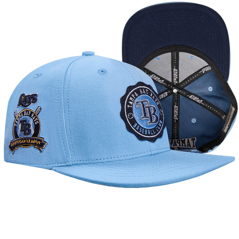 PRO STANDARD TAMPA BAY RAYS CREST EMBLEM WOOL SNAPBACK HAT (UNIVERSITY BLUE)