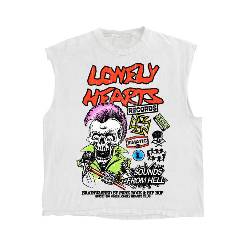 Lonely Hearts LHC Records Sleeveless T-Shirt (Off-White)