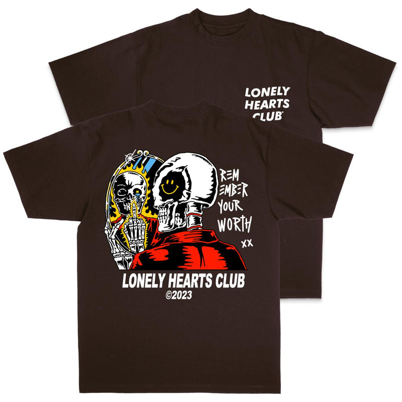 Lonely Hearts Remember Your Worth Garment-dye T-Shirt (Garment-dye Brown)