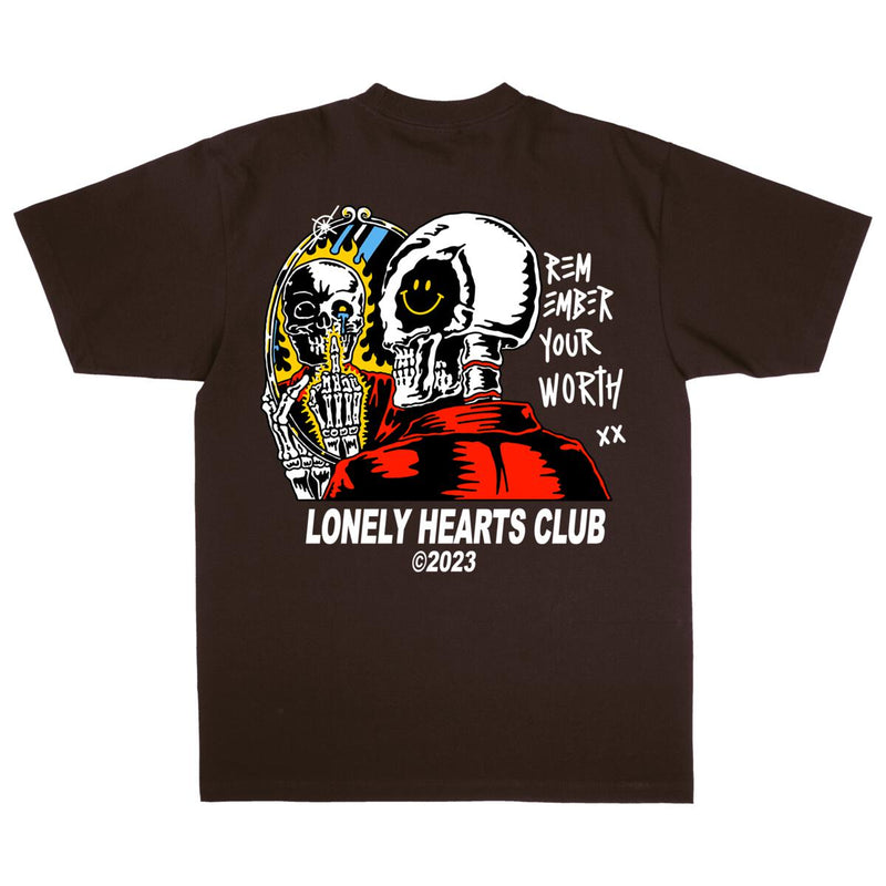 Lonely Hearts Remember Your Worth Garment-dye T-Shirt (Garment-dye Brown)