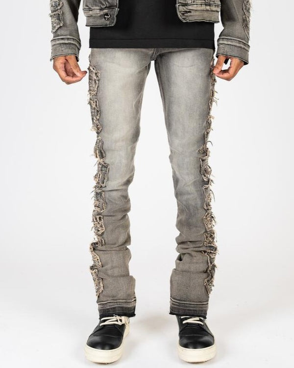 PHEELINGS NURTURE LOVE FLARE STACK DENIM (CHARCOAL GREY/SAND)