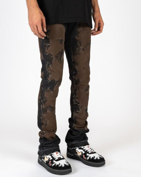 PHEELINGS SCARRED BY FLARE STACK DENIM (BLACK/BROWN)