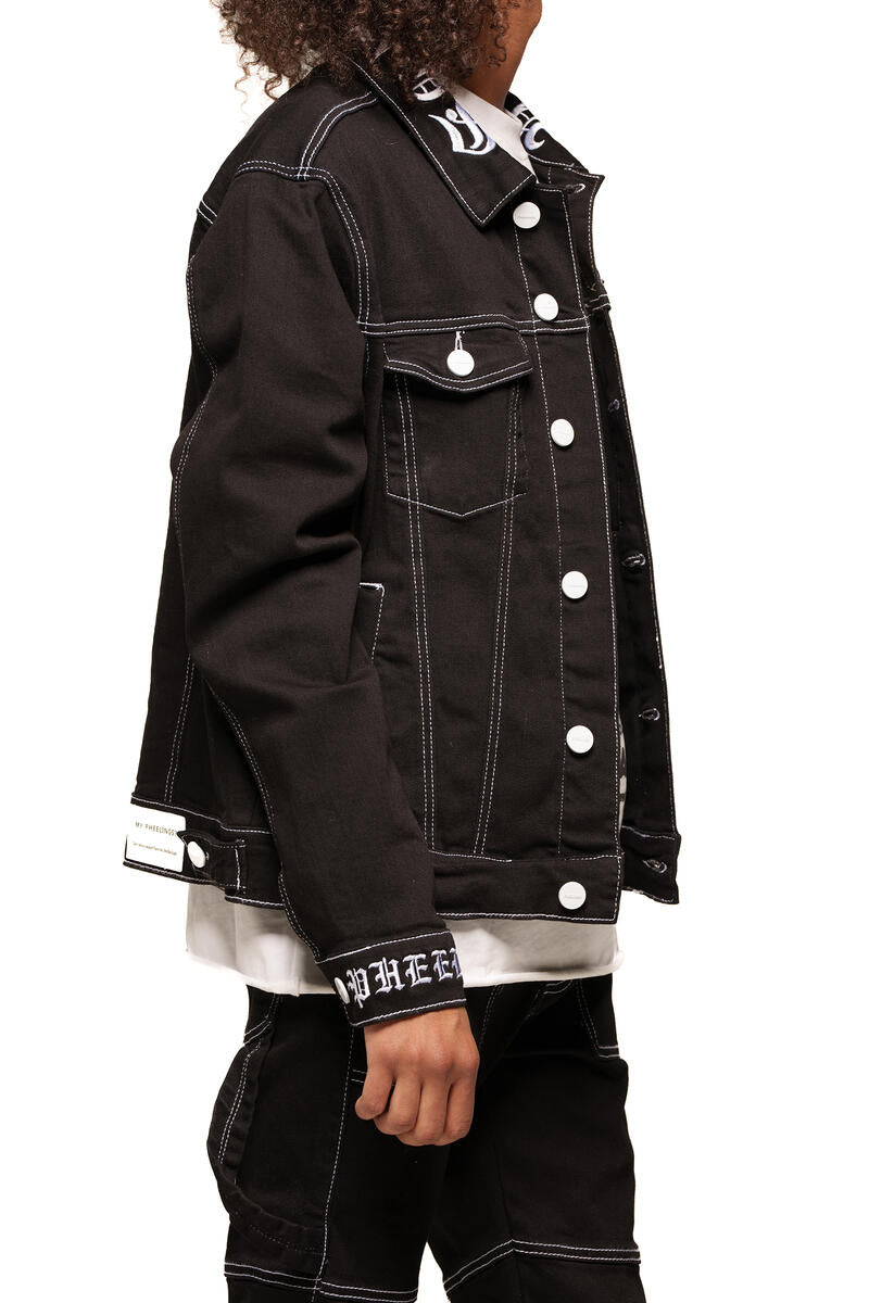 PHEELINGS DEFYING ODDS DENIM JACKET (JET BLACK/WHITE)