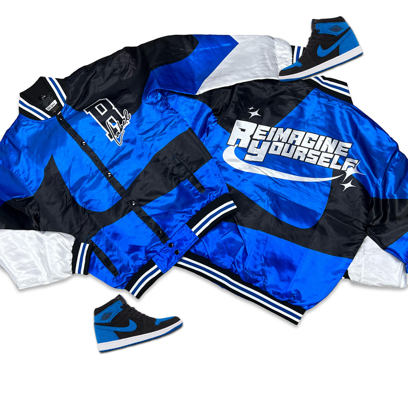 RETRO LABEL REIMAGINE YOURSELF SATIN JACKET (RETRO 1 OG ROYAL REIMAGINED)