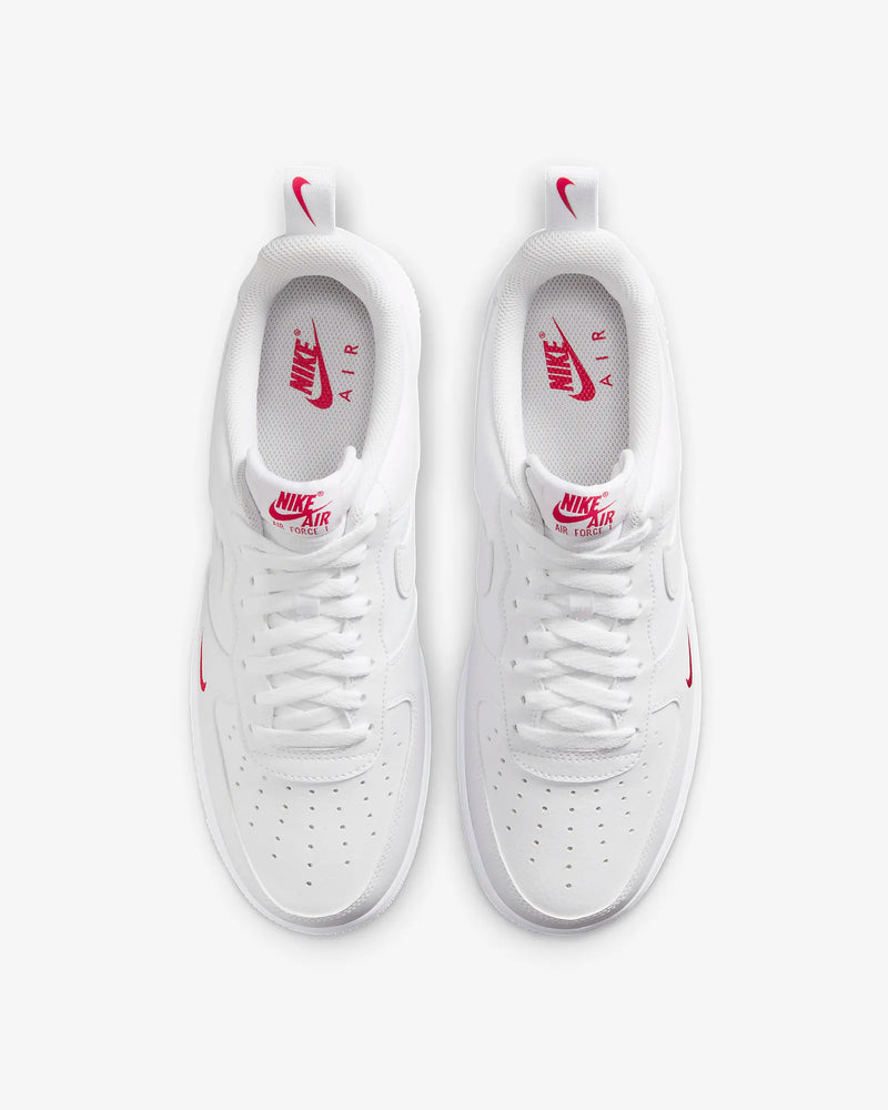 NIKE AIR FORCE 1 LOW SE RIPSTOP RED MINI SWOOSH (WHITE/WHITE/UNIVERSIT RED)