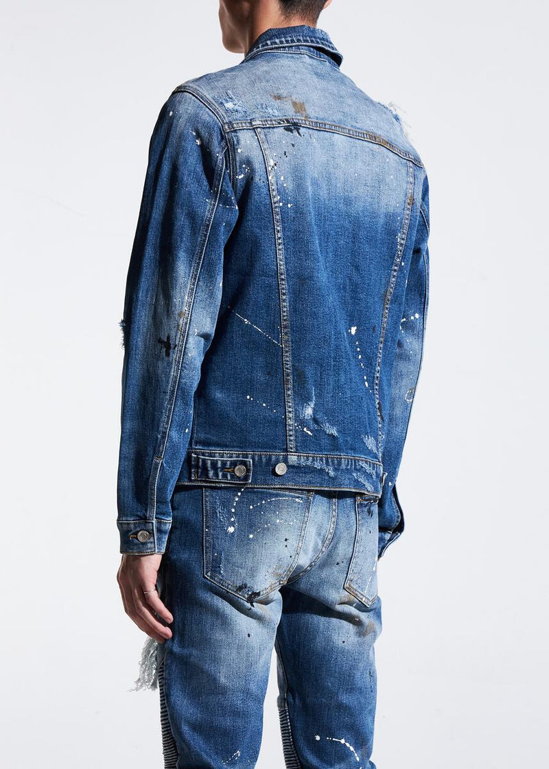 Embellish Crawley Denim Jacket (Indigo Patchwork)