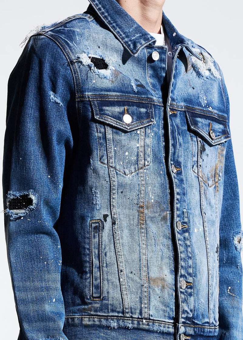 Embellish Crawley Denim Jacket (Indigo Patchwork)