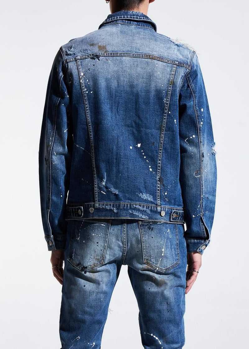 Embellish Crawley Denim Jacket (Indigo Patchwork)