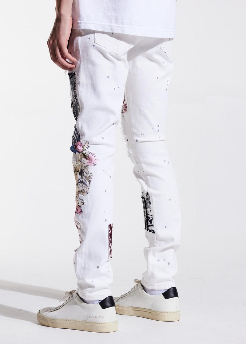 EMBELLISH ARCADIA PATCHWORK DENIM (White)