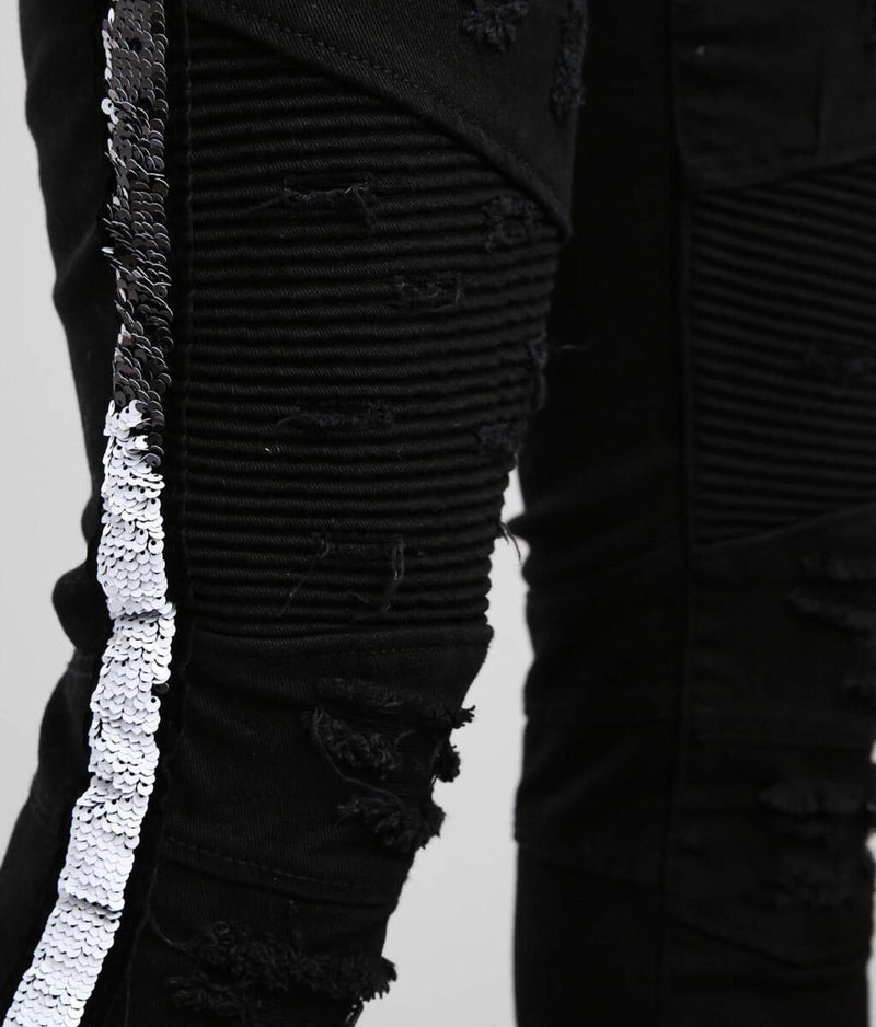 Preme Denim Sequin Side Tape Jeans (White Side Tape)