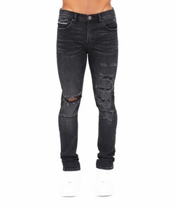 Cult of Individuality PUNK SUPER SKINNY STRETCH JEANS (JET BLACK)