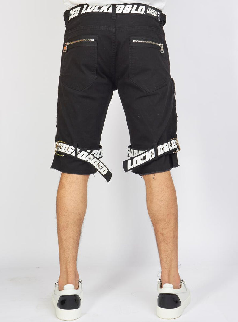 Locked & Loaded Twill Shorts (Black/White)