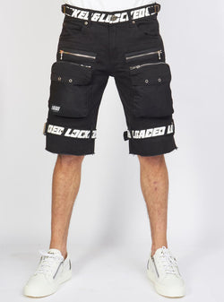 Locked & Loaded Twill Shorts (Black/White)