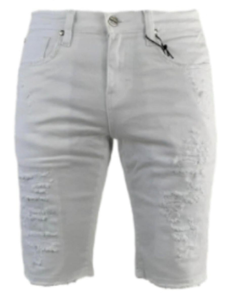 Industrial Indigo Denim Rip Short (White)