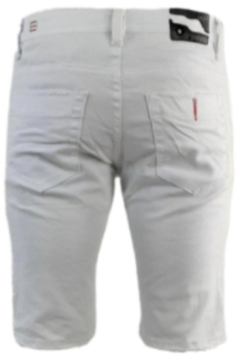 Industrial Indigo Denim Rip Short (White)