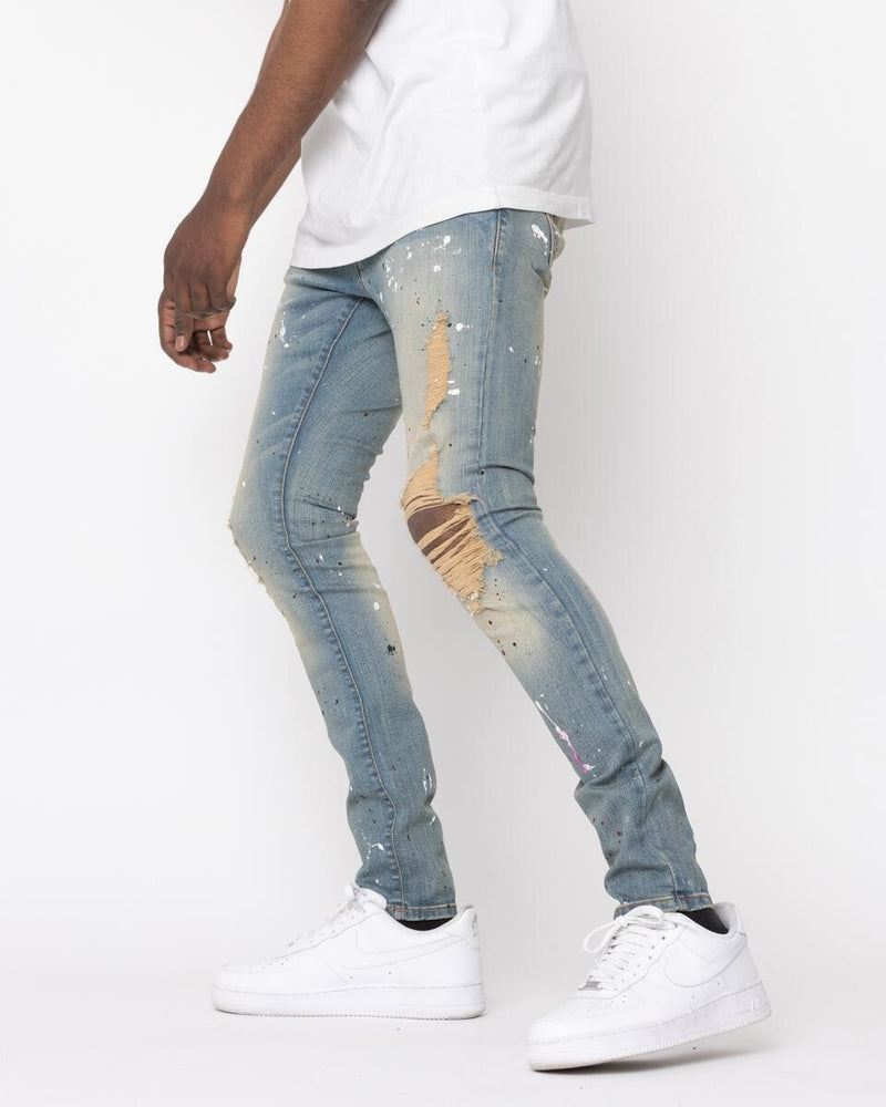 Golden Denim UNION - CAVOUR Paint Splatter Jeans (Medium Wash)