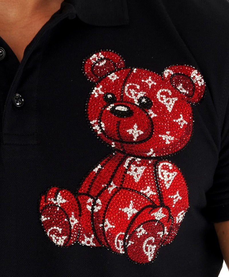 George V Paris Teddy Polo (Black/Red)