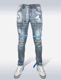 Preme Denim Strap Jeans (Ice Indigo)