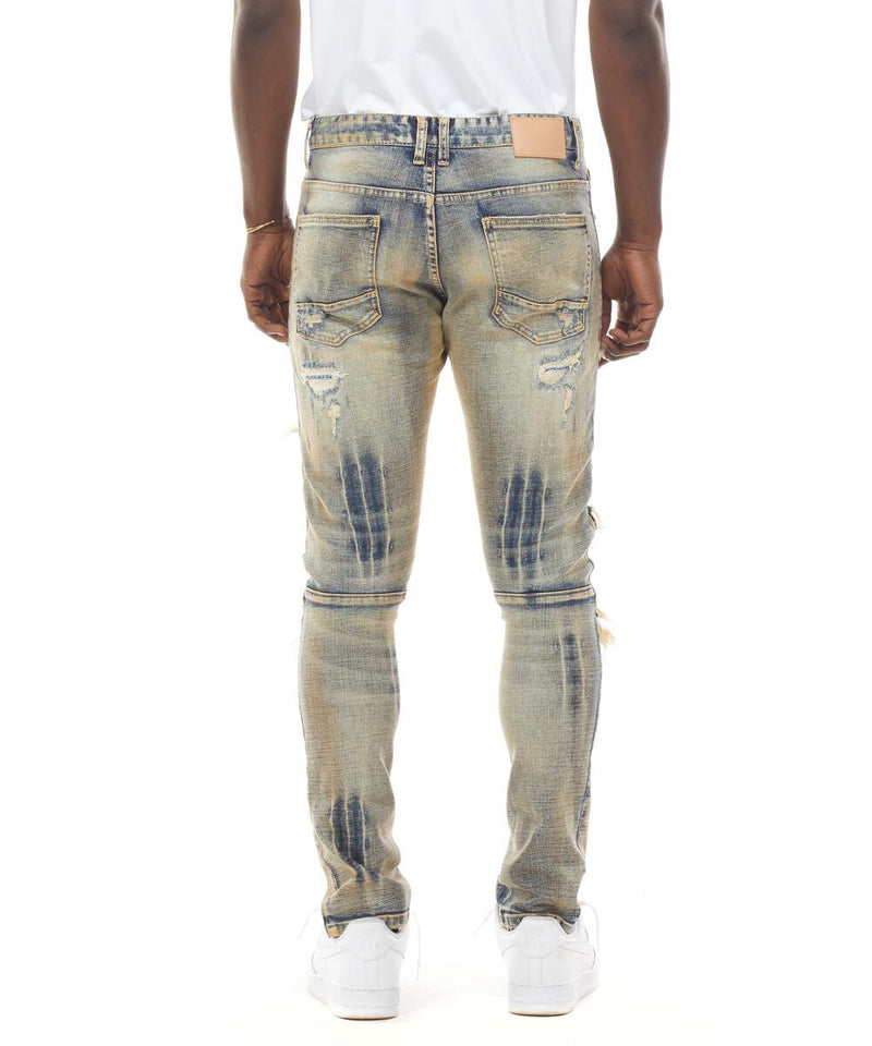 SMOKE RISE HEAVY RIP & REPAIR FASHION JEANS (Heritage Blue)