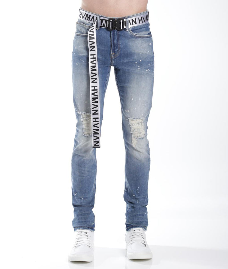 HVMAN BY CULT STRAT SUPER SKINNY FIT JEAN w/WHITE BELT (LICHEN)