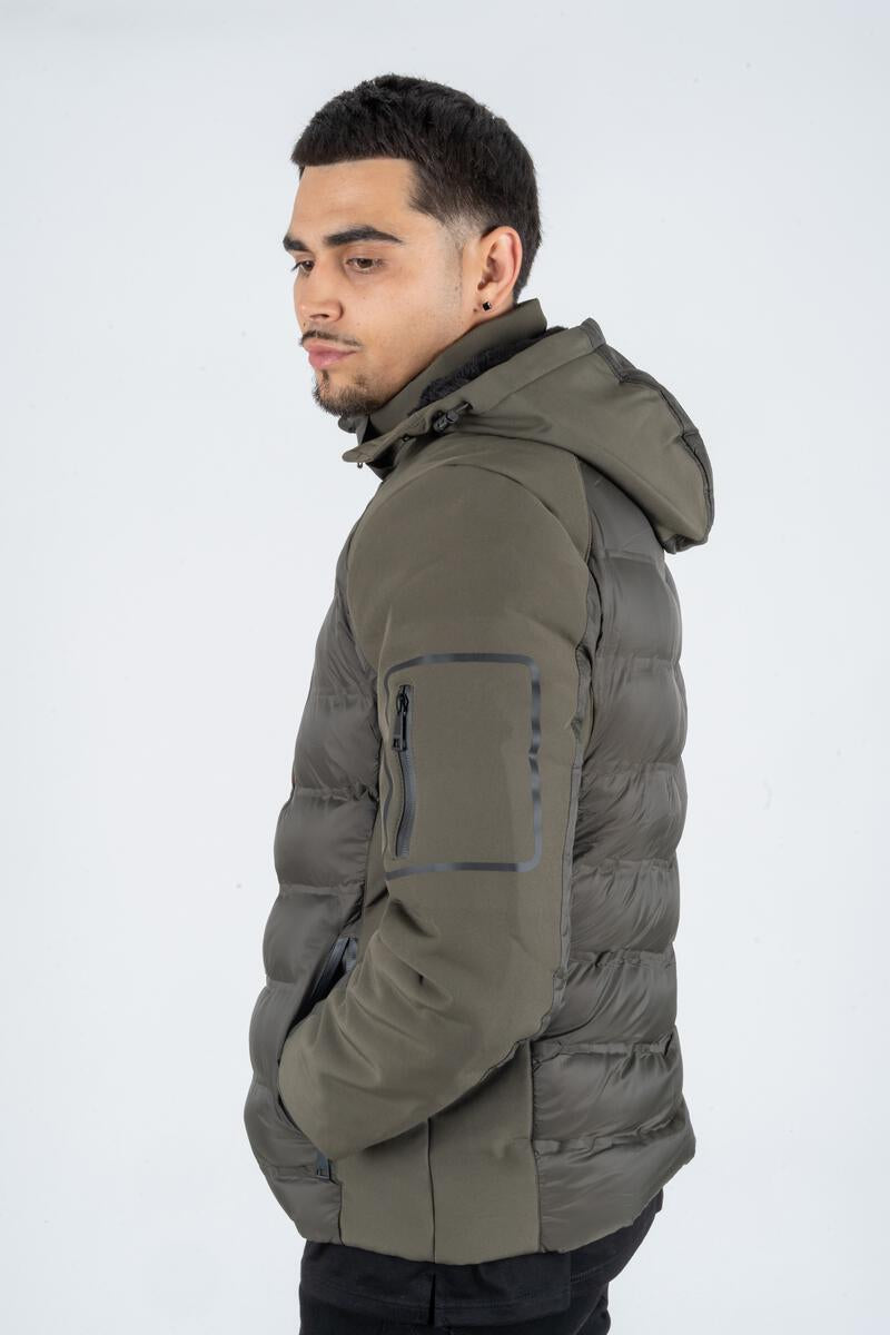 Platini Jeans Mens Active Multi Fabric Padded Jacket (ARMY)