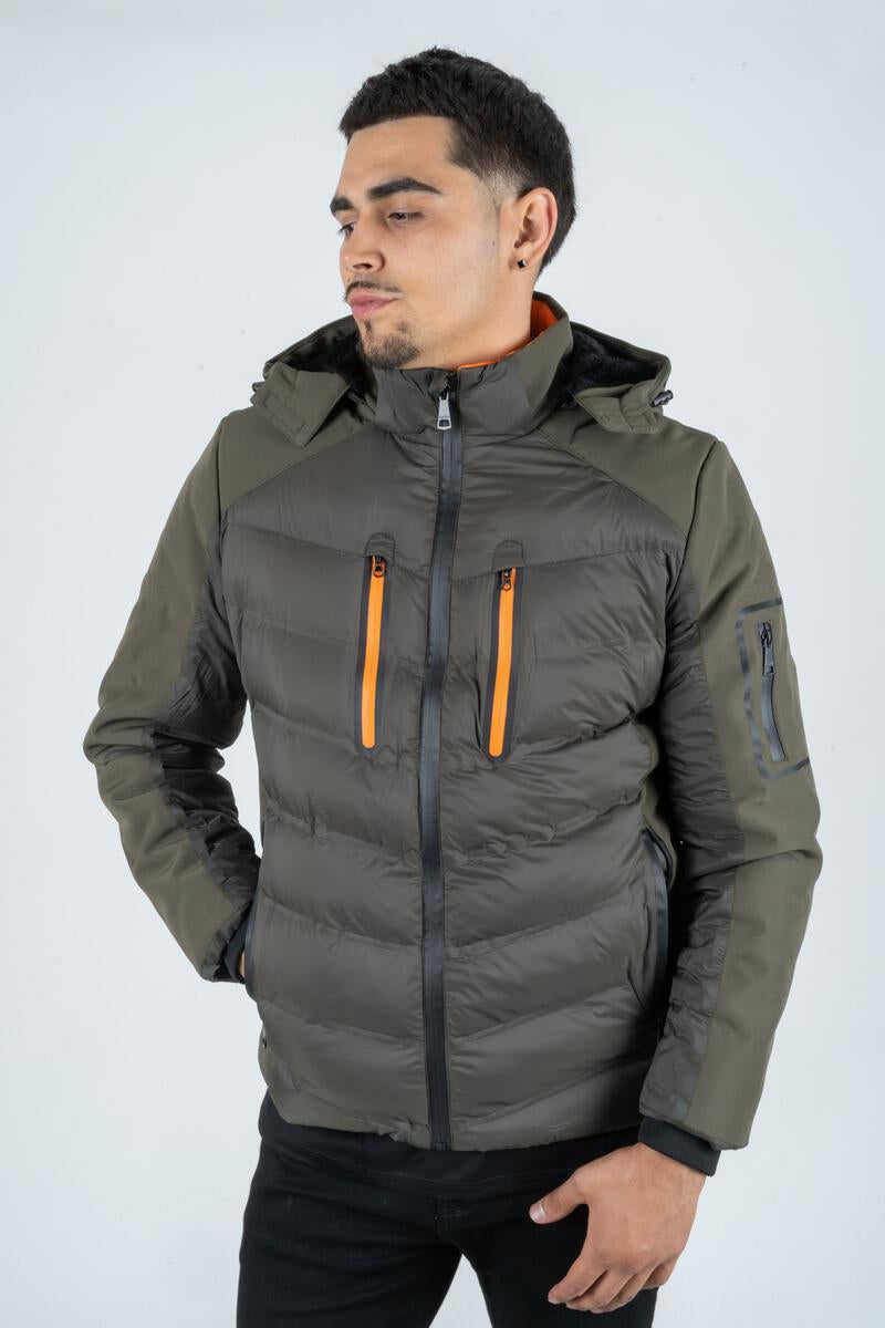 Platini Jeans Mens Active Multi Fabric Padded Jacket (ARMY)