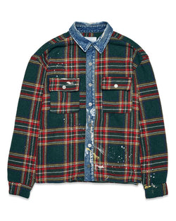 First Row Denim HEAVY FLANNEL SHACKET (Green)