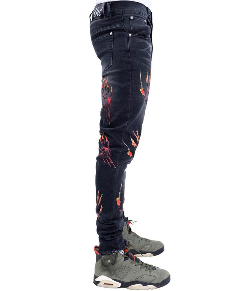 THC Blessed Jahknow War Memory Denim Jeans (Black)