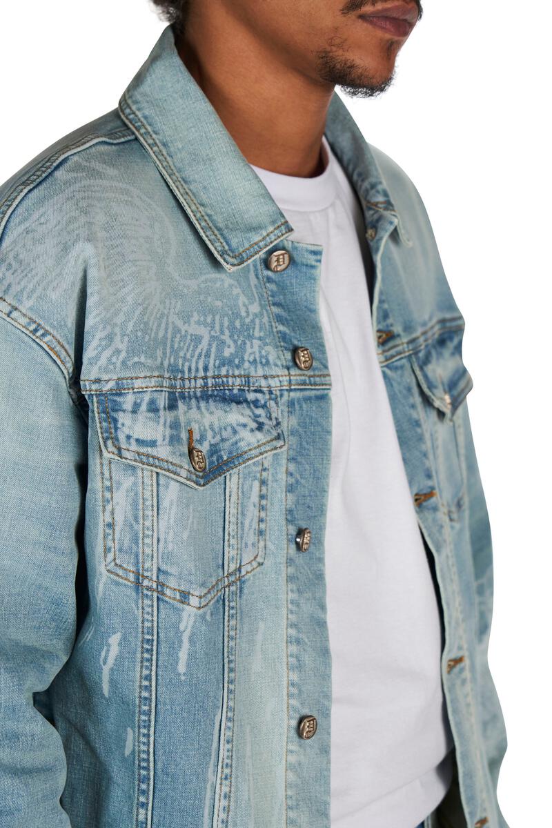 Dead Than Cool Laser Print Denim Jacket (Lt Blue)