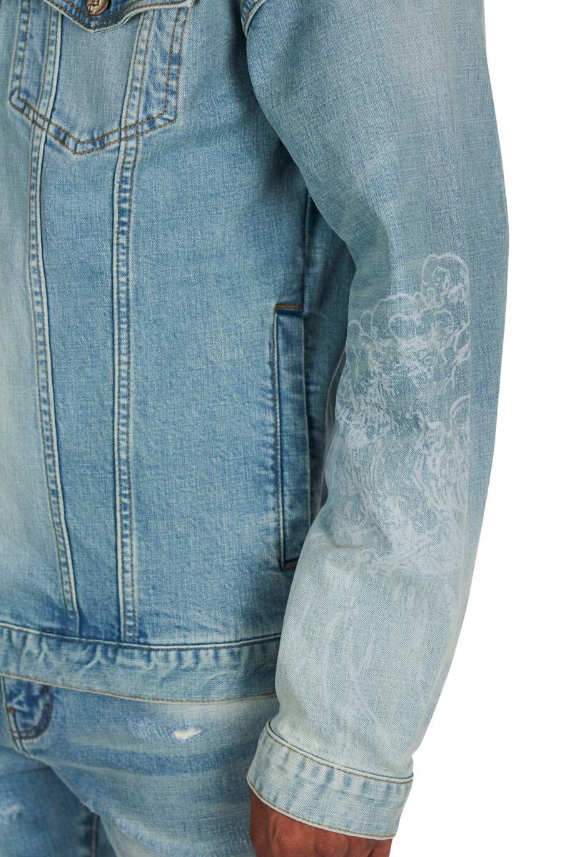 Dead Than Cool Laser Print Denim Jacket (Lt Blue)